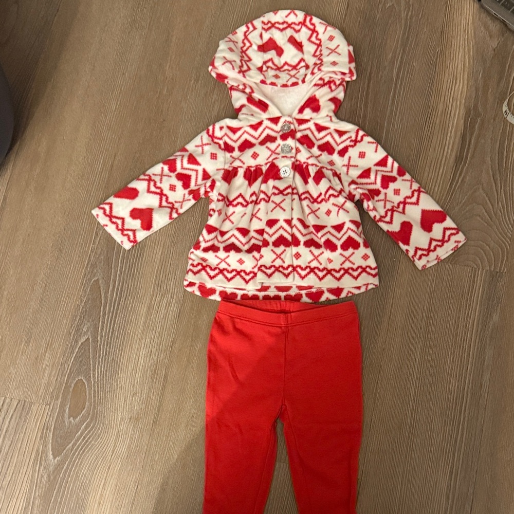 FREE WITH PURCHASE Carter’s baby fair isle fleece hoodie and red pants set